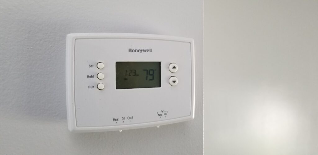 An example thermostat. Thermostats are mounted near the return air path collection point.