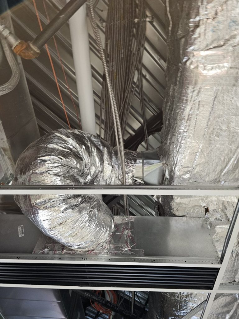 Flex duct with an improper bend to get to the register box